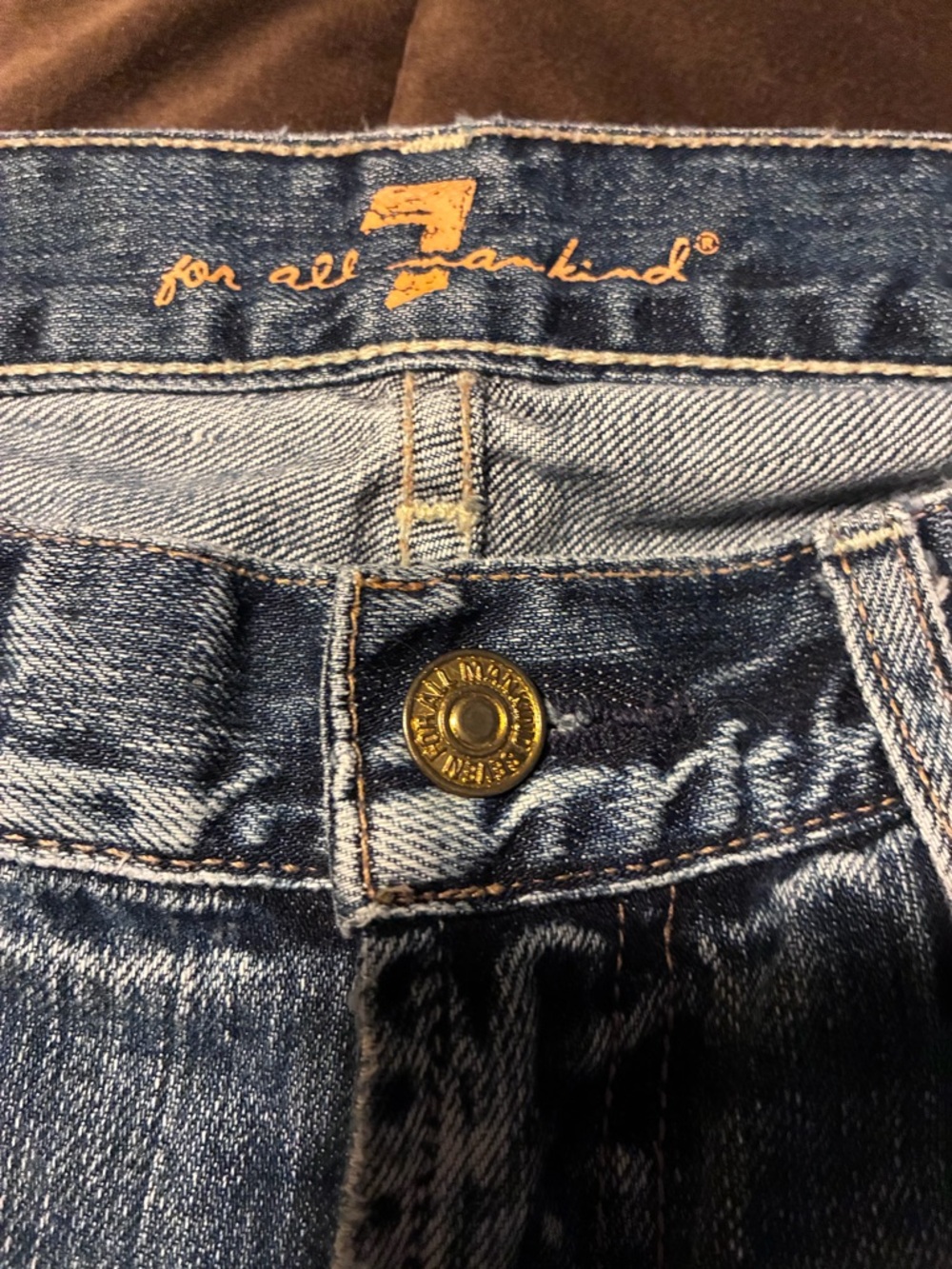 7 for all Mankind brand, size 27, 100% cotton, flare, distressed denim jeans - Picture 13 of 15